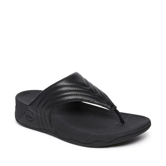 Fitflop Shoes - FitFlop Walkstar Flip Flop in All Black Nappa Leather